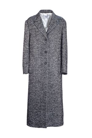 Diagonal grey wool and alpaca blend long coat MAURO GRIFONI | GT26004327009